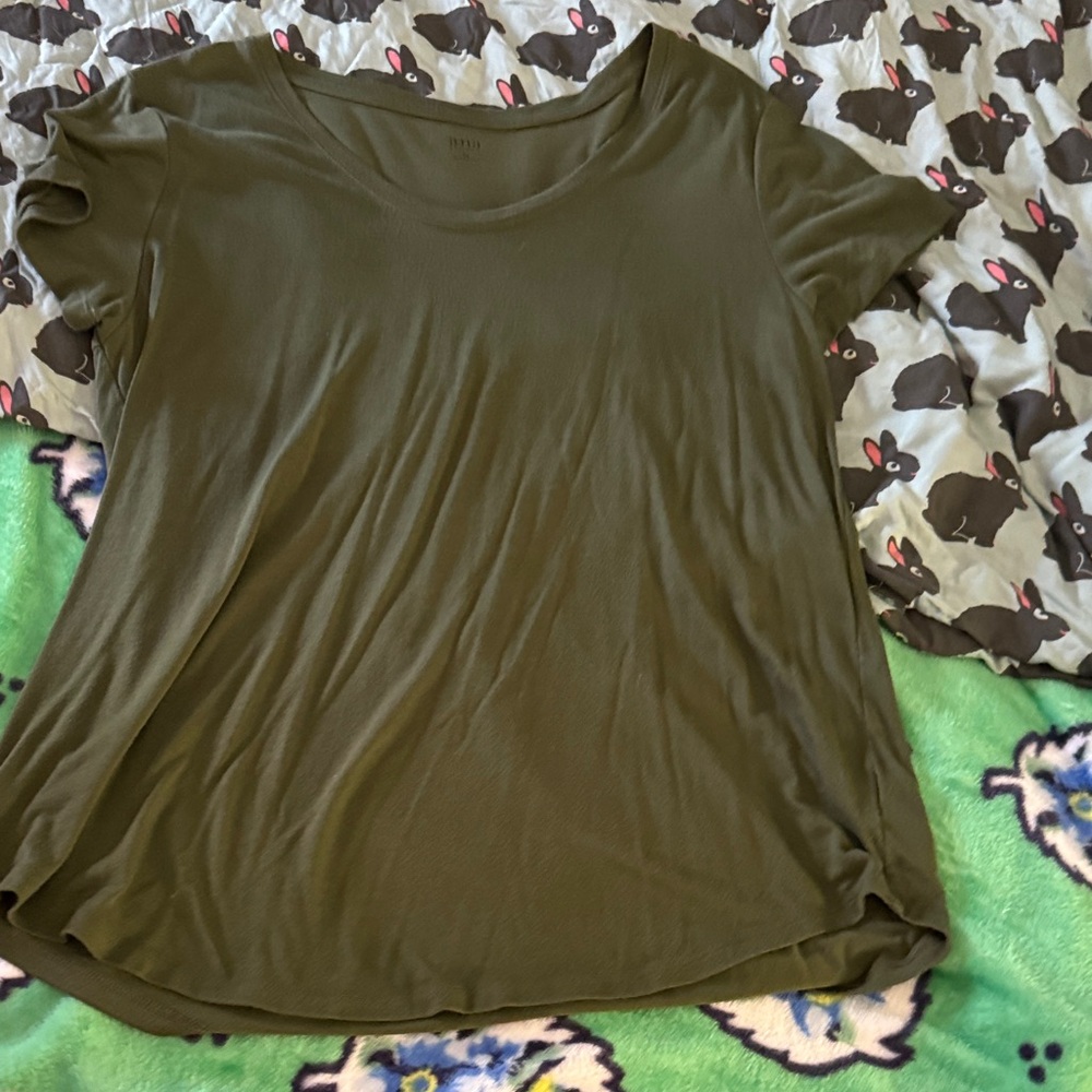 a.n.a Forest Green Short Sleeve Top